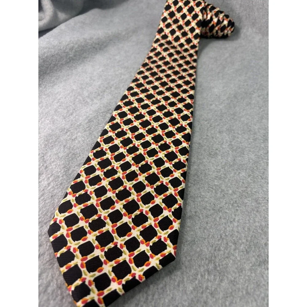 Robert Talbott‎ Nordstrom Tie Black W/ Lattice Geometric Colorful L:57” W:4”
